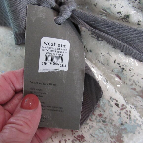 NWT West Elm Just For You Metallic Border Fringe Throw Blanket 50 X 70” Ivory - Picture 8 of 9